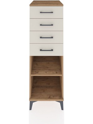 Kronos Dolap Tek Raflı 4 Çekmeceli 44X59X134 Çam-Aytaşı