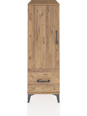 Kronos Dolap 2 Raflı Tek Çekmeceli Tek Kapaklı 44X59X134 Çam-Çam