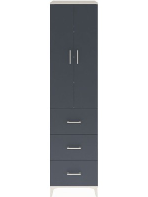 Hyperion Dolap 4 Raflı 3 Çekmeceli 2 Kapaklı 60X44X243 Aytaşı-Antrasit