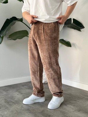 Bayaygun 5113 Baggy Fitilli Kadife Pantolon_açık Kahve