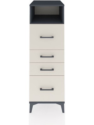 Kronos Dolap Tek Raflı 4 Çekmeceli 44X59X134 Antrasit-Aytaşı
