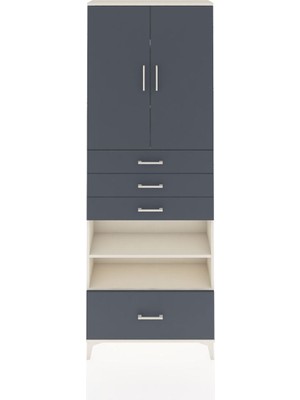 Arges Dolap 5 Raflı 4 Çekmeceli 2 Kapaklı 88X30X243 Aytaşı-Antrasit