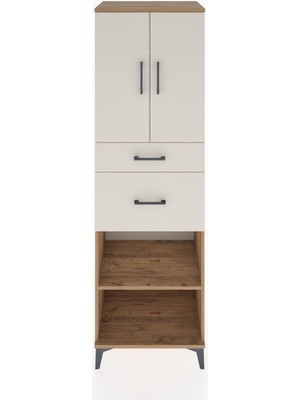 Hyperion Dolap 4 Raflı 2 Çekmeceli 2 Kapaklı 60X44X195 Çam-Aytaşı