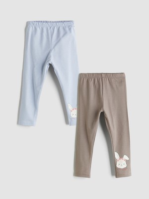 Lc Waikiki Yeni Sezon Beli Lastikli Baskılı Kız Bebek Tayt 2'li