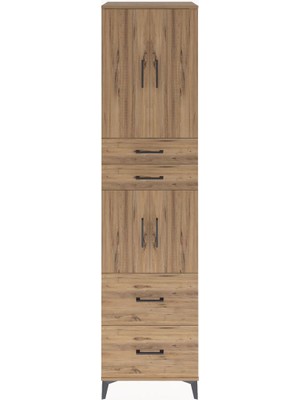 Hyperion Dolap 3 Raflı 4 Çekmeceli 4 Kapaklı 60X44X243 Çam-Çam
