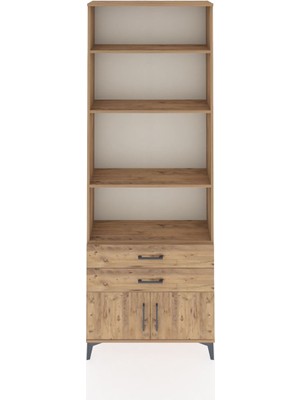 Arges Dolap 4 Raflı 2 Çekmeceli 2 Kapaklı 88X30X243 Çam-Çam