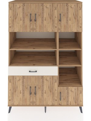 Kronos Dolap 10 Raflı Tek Çekmeceli 6 Kapaklı 132X59X195 Çam-Çam/aytaşı