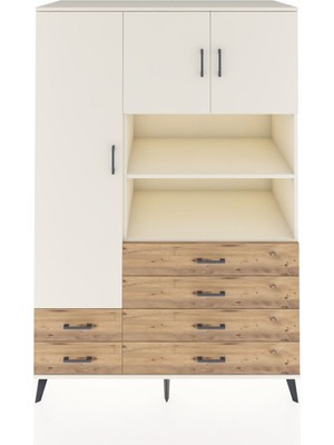 Kronos Dolap 8 Raflı 6 Çekmeceli 3 Kapaklı 132X59X195 Aytaşı-Aytaşı/çam