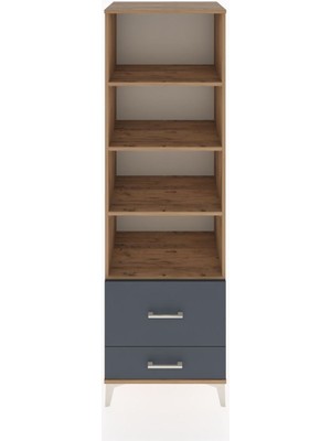 Hyperion Dolap 4 Raflı 2 Çekmeceli 60X44X195 Çam-Antrasit