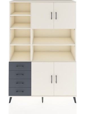 Hyperion Dolap 9 Raflı 4 Çekmeceli 4 Kapaklı 132X44X195 Aytaşı-Aytaşı/antrasit
