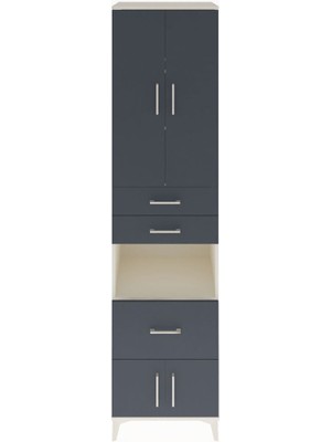Hyperion Dolap 4 Raflı 3 Çekmeceli 4 Kapaklı 60X44X243 Aytaşı-Antrasit