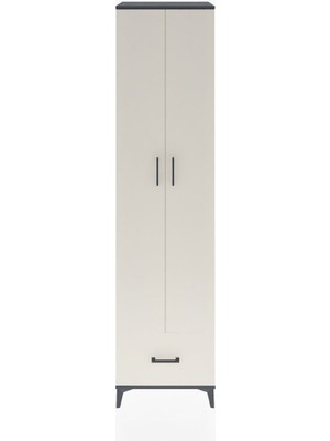 Hyperion Dolap 6 Raflı Tek Çekmeceli 2 Kapaklı 60X44X243 Antrasit-Aytaşı