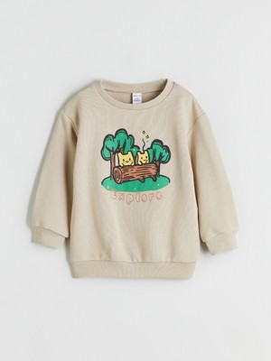 Lc Waikiki Yeni Sezon Bisiklet Yaka Baskılı Erkek Çocuk Sweatshirt