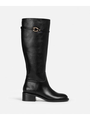 Metal Tokalı Deri Görünümlü Çizme IW6250035009001