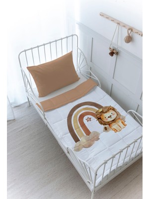 Organik Baskılı Bebek (100X150 Cm) Yorgan Seti  - Iconic Serisi - Vintage Aslan