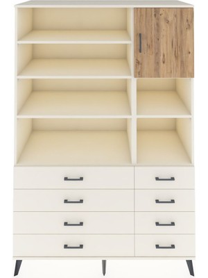 Kronos Dolap 8 Raflı 8 Çekmeceli Tek Kapaklı  132X59X195 Aytaşı-Çam/aytaşı