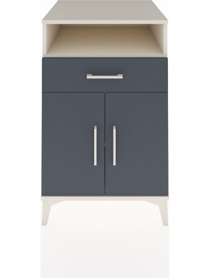 Kronos Komodin 2 Raflı Tek Çekmeceli 2 Kapaklı 60X59X96 Aytaşı-Antrasit