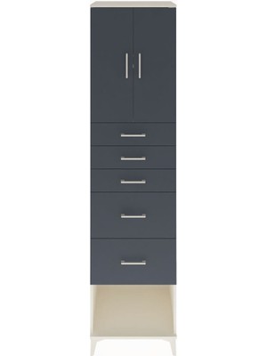 Hyperion Dolap 2 Raflı 5 Çekmeceli 2 Kapaklı 60X44X243 Aytaşı-Antrasit