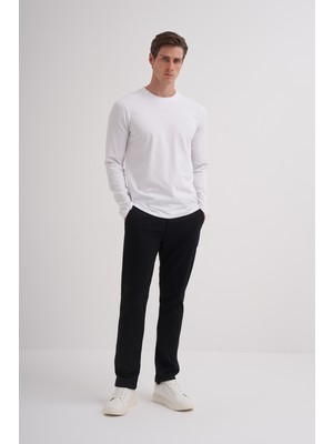 Cazador 56060 Beyaz Bisiklet Yaka Slim Fit Sweatshirt
