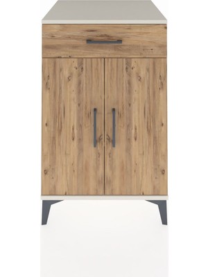 Kronos Komodin 2 Raflı Tek Çekmeceli 2 Kapaklı 60X59X96 Aytaşı-Çam