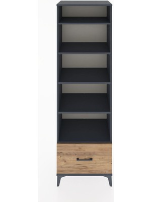 Hyperion Dolap 5 Raflı Tek Çekmeceli 60X44X195 Antrasit-Çam