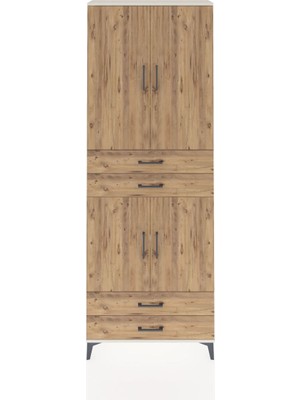 Arges Dolap 5 Raflı 4 Çekmeceli 4 Kapaklı 88X30X243 Aytaşı-Çam