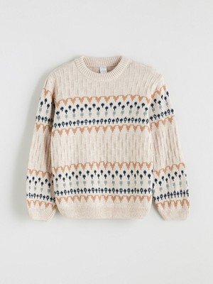 Lc Waikiki Yeni Sezon Bisiklet Yaka Desenli Erkek Çocuk Triko Kazak