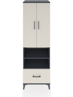 Hyperion Dolap 3 Raflı Tek Çekmeceli Tek Askılı 60X44X195 Antrasit-Aytaşı