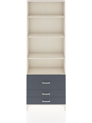Arges Dolap 4 Raflı 3 Çekmeceli 88X30X243 Aytaşı-Antrasit