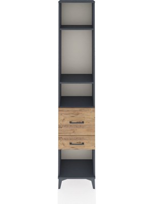 Arges Dolap 3 Raflı 2 Çekmeceli 44X30X221 Antrasit-Çam