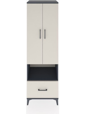 Hyperion Dolap 5 Raflı Tek Çekmeceli 2 Kapaklı 60X44X195 Antrasit-Aytaşı