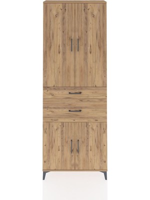 Arges Dolap 4 Raflı 2 Çekmeceli 4 Kapaklı 88X30X243 Çam-Çam