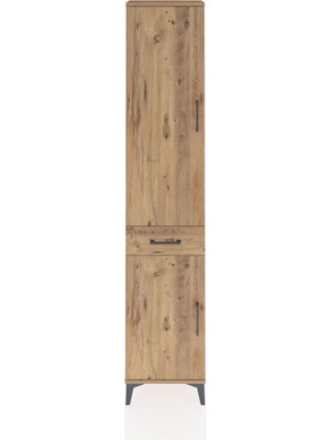 Arges Dolap 4 Raflı Tek Çekmeceli 2 Kapaklı 44X30X221 Çam-Çam
