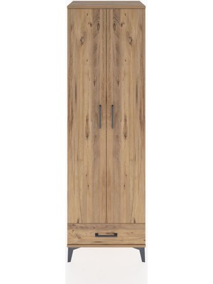 Hyperion Dolap 5 Raflı Tek Çekmeceli Tek Askılı 60X44X195 Çam-Çam
