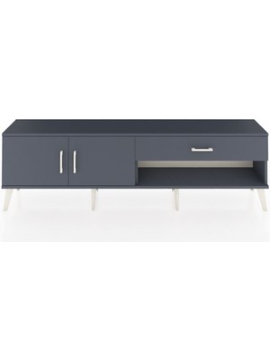 Arges Tv Ünitesi Tek Raflı Tek Çekmeceli 2 Kapaklı 176X30X51 Antrasit-Antrasit/antrasit