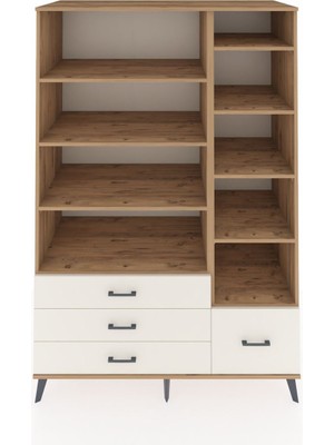 Kronos Dolap 9 Raflı 4 Çekmeceli  132X59X195 Çam-Çam/aytaşı