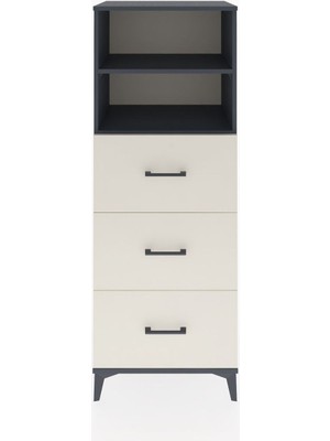 Hyperion Dolap 2 Raflı 3 Çekmeceli 60X44X163 Antrasit-Aytaşı