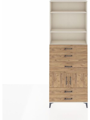 Arges Dolap 4 Raflı 5 Çekmeceli 2 Kapaklı 88X30X243 Aytaşı-Çam