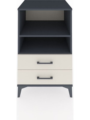 Kronos Komodin 2 Raflı 2 Çekmeceli 60X59X96 Antrasit-Aytaşı