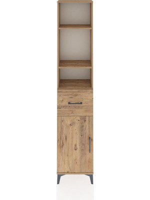 Arges Dolap 4 Raflı Tek Çekmeceli Tek Kapaklı 44X30X221 Çam-Çam