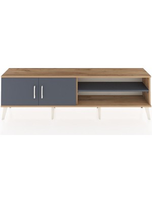 Arges Tv Ünitesi 2 Raflı 2 Kapaklı 176X30X51 Çam-Antrasit/antrasit