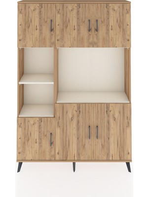 Arges Dolap 9 Raflı 6 Kapaklı 132X30X195 Çam-Çam/aytaşı