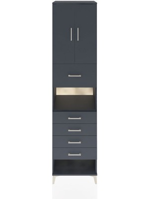 Hyperion Dolap 3 Raflı 5 Çekmeceli 2 Kapaklı 60X44X243 Antrasit-Antrasit