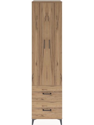 Hyperion Dolap 5 Raflı 2 Çekmeceli 2 Kapaklı 60X44X243 Çam-Çam