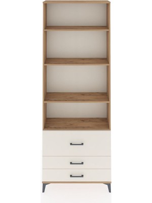 Arges Dolap 4 Raflı 3 Çekmeceli 88X30X243 Çam-Aytaşı