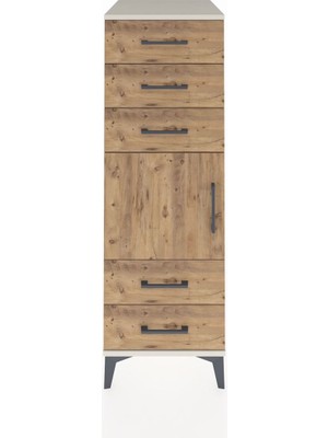 Kronos Dolap Tek Raflı 5 Çekmeceli Tek Kapaklı 44X59X134 Aytaşı-Çam