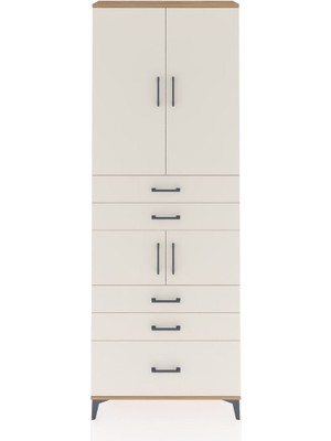 Arges Dolap 4 Raflı 5 Çekmeceli 4 Kapaklı 88X30X243 Çam-Aytaşı