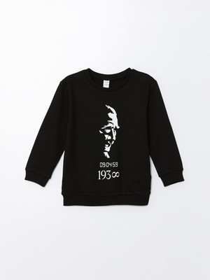 Lc Waikiki Yeni Sezon Bisiklet Yaka Uzun Kollu Atatürk Baskılı Erkek Bebek Sweatshirt