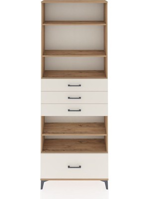 Arges Dolap 5 Raflı 4 Çekmeceli 88X30X243 Çam-Aytaşı