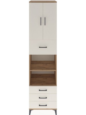 Hyperion Dolap 4 Raflı 4 Çekmeceli 2 Kapaklı 60X44X243 Çam-Aytaşı